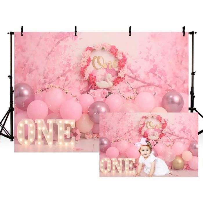 Toile De Fond 'Happy Birthday' Or Et Rose - 2,1 X 1,5 M, Vinyle, Pour Fête Photo Femmes/filles