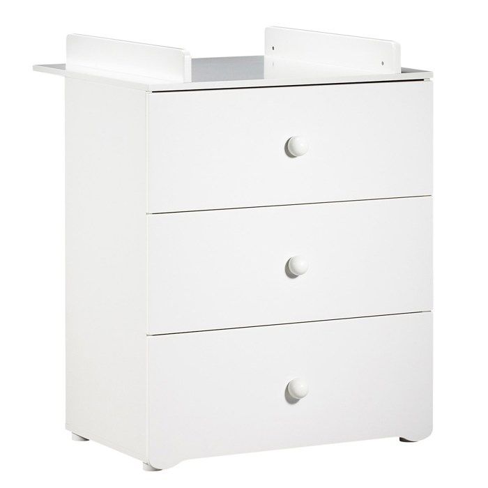 BABY PRICE New Basic Commode à langer 3 tiroirs - Boutons boule blancs