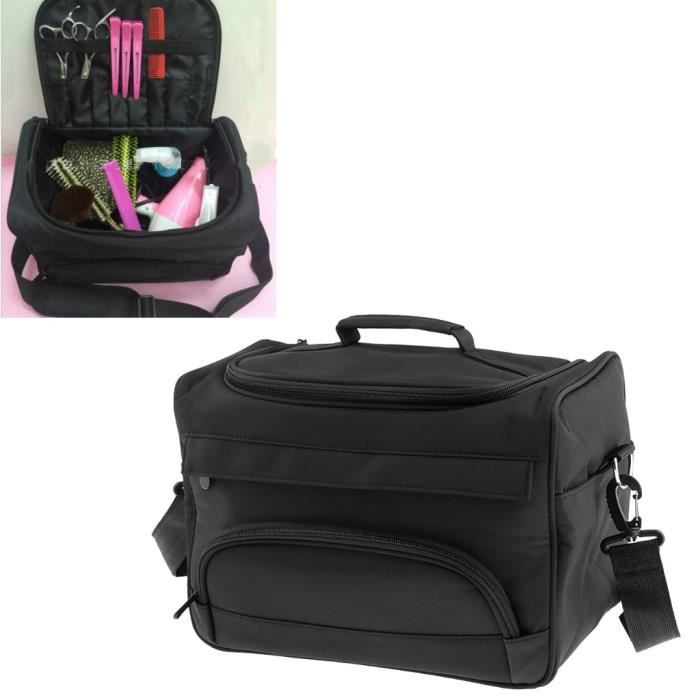 Etui / Trousse Cosmétique en Tissu Etanche pour Organisation des Outils Coiffure avec Grande Poche pour Sèche-cheveux ou