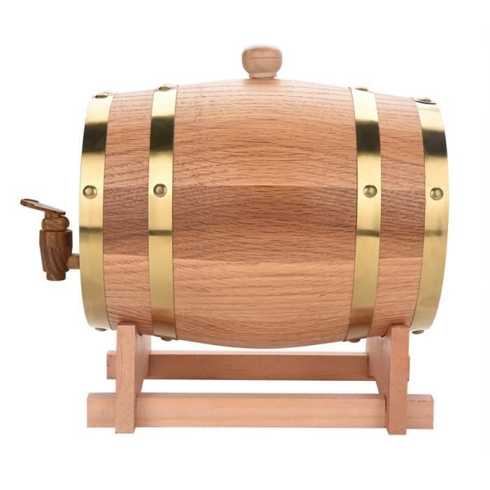 FOREVEN Tonneau de Vin en Bois de Chêne, 3L en Bois de Chêne Tonneau de Vin Vendange pour Port de Bière Whiskey Rum
