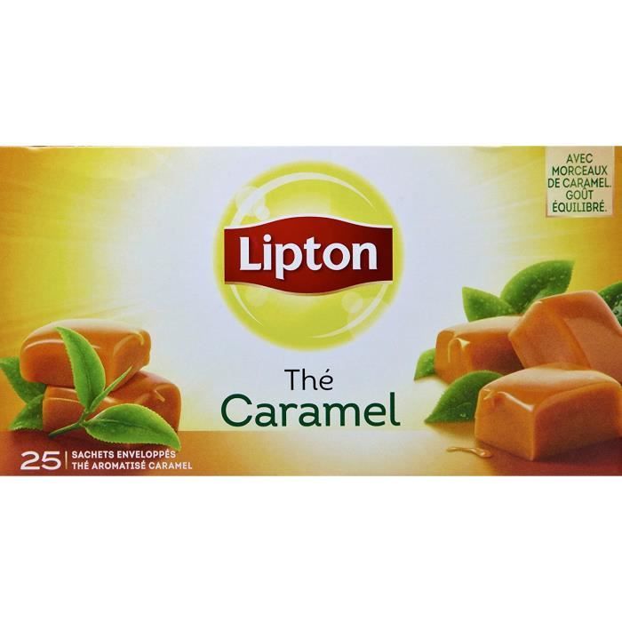 Lipton Thé Caramel 25 Sachets 40g - Lot de 3