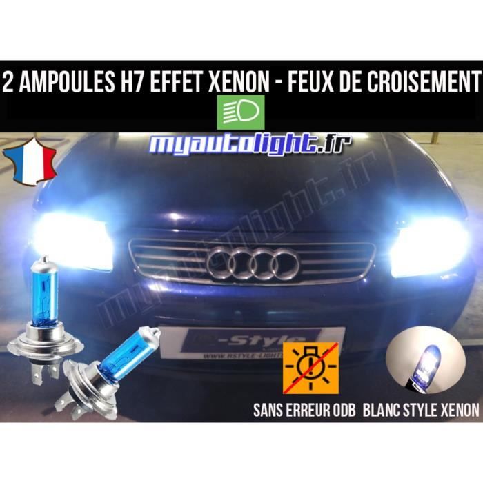 Pack ampoules H7 blanc xenon feux croisement-code pour AUDI A3 8L