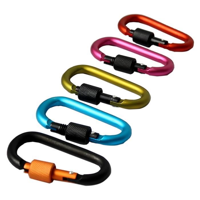 mousqueton Clip anneau en D en aluminium extérieur Camping 5pcs