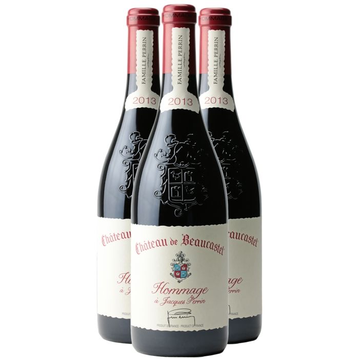Châteauneuf-du-Pape Hommage à Jacques Perrin Rouge 2013 - Lot de 3x75cl - Château de Beaucastel - Vin AOC Rouge de la Vallée du Rhôn