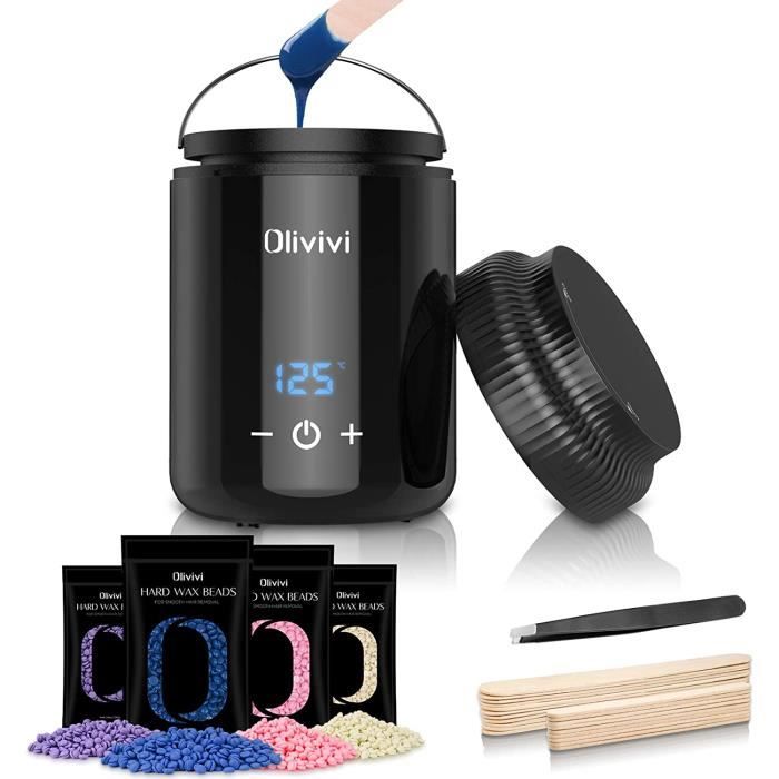 Chauffe-cire Olivivi kit d'épilation pour chauffe-cire, pot de cire enduit antiadhésif, pour le visage bikini, épilation à la cire a