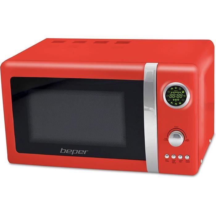 BEPER 90.890R Four Micro Ondes avec Fonction Decongelation Rouge, 700 W