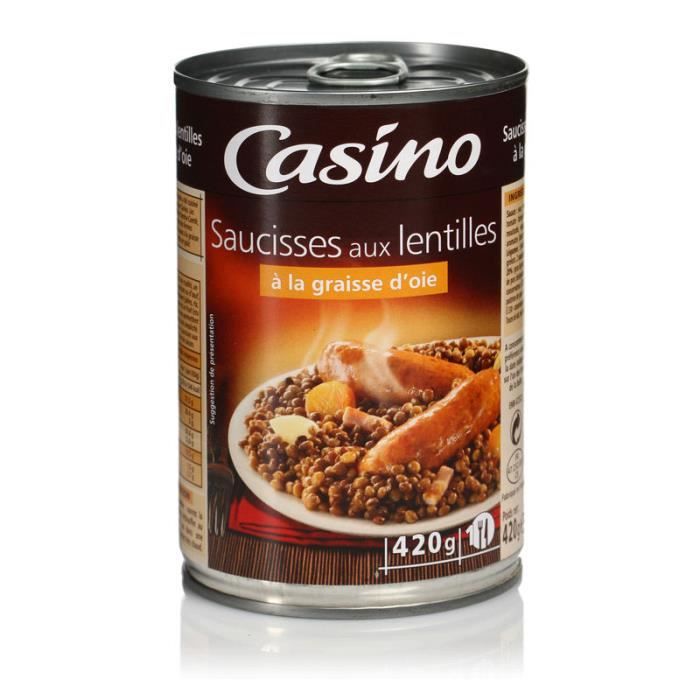 RAYNAL ET ROQUELAURE Saucisses aux Lentilles Graisse d'Oie - 420 g