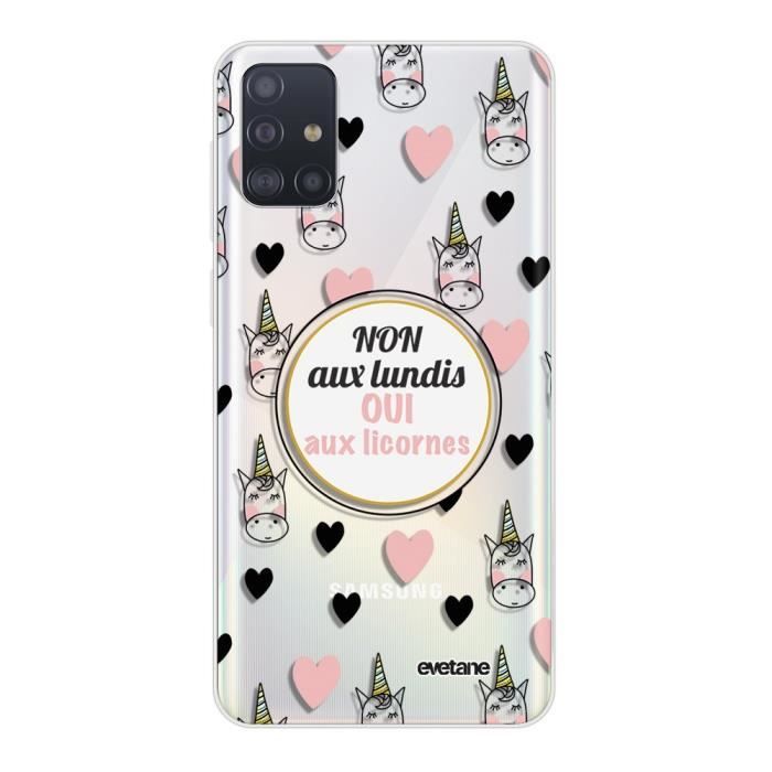 Coque Samsung Galaxy A51 5G 360 intégrale transparente Oui aux licornes Ecriture Tendance Design Evetane.