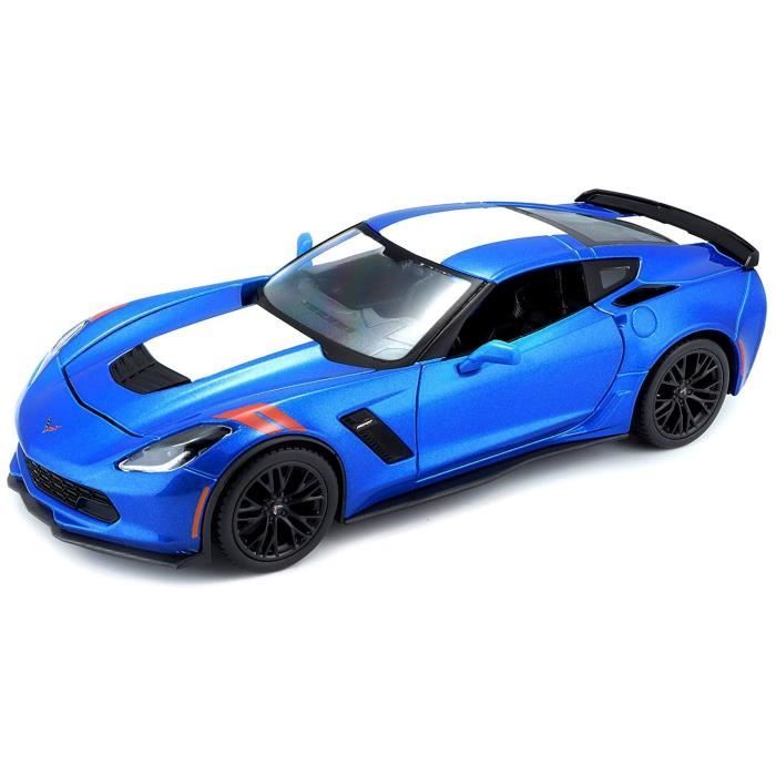 MAISTO Véhicule de collection Corvette Grand Sport 2017 bleue - en métal - à l'échelle 1/24ème - Modèle aléatoire