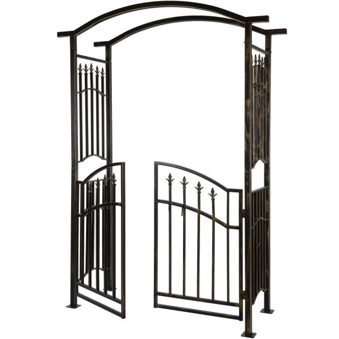 Arche en bronze avec portillon pour plante grimpante - 207 x 130 x 50 cm