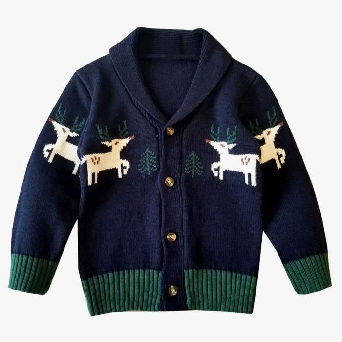 Chandail de cardigan de Noël de cerf unisexe pour tout-petits