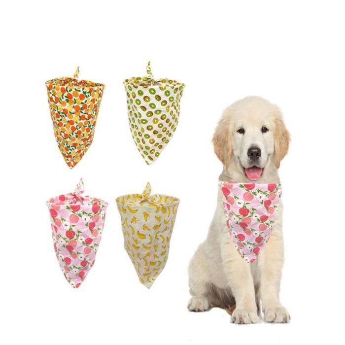 4 pièces bavoir pour animaux de compagnie mode fruits imprimé respirant chien bandage triangulaire écharpe pour COFFRET BIBERONS