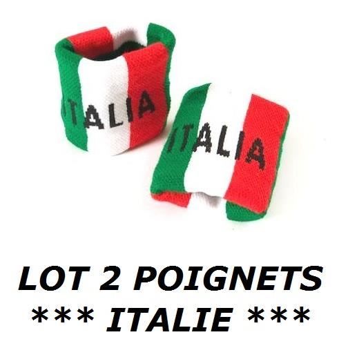 * EURO 2021 * LOT 2 BRACELETS ITALIE ITALIEN Poignet éponge Sport Football Jogging Tennis No maillot drapeau écharpe fanion ...