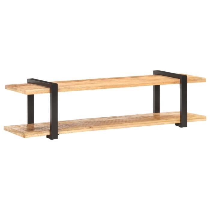 Meuble TV 160x40x40 cm Bois massif de manguier brut--LEB