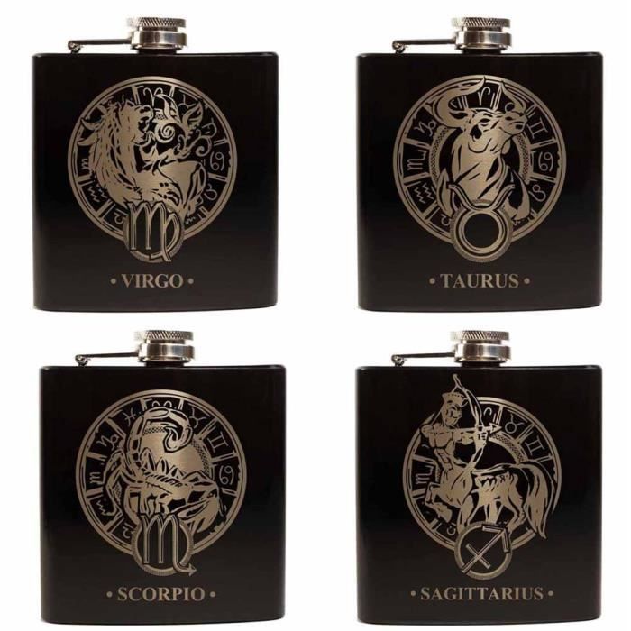 Flasque Alcool whisky inox 6 oz - Noir - Zodiac