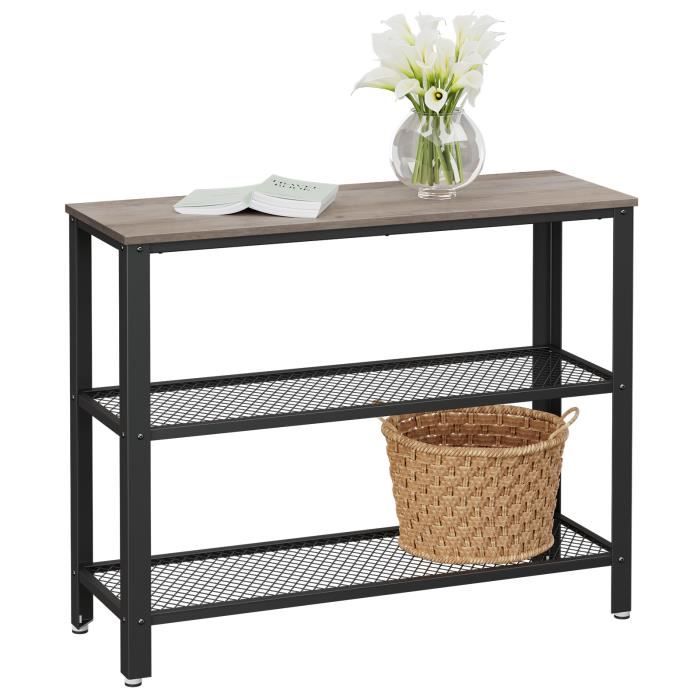 VASAGLE Table de Console - Cadre en Acier - 101.5 x 35 x 80 cm - Style Industriel - Couleur Grège LNT081B02