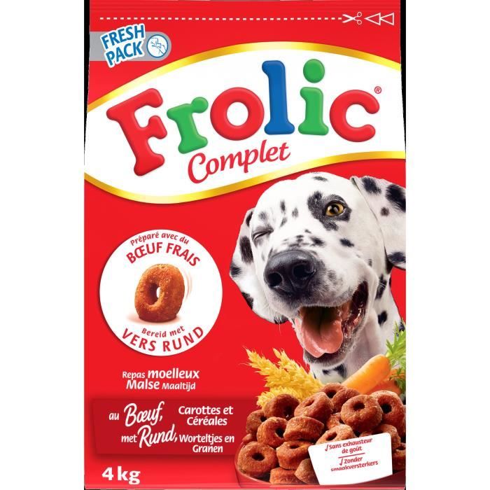 FROLIC Croquettes complètes - au bœuf frais, carottes et céréales - pour chien - 1,5kg