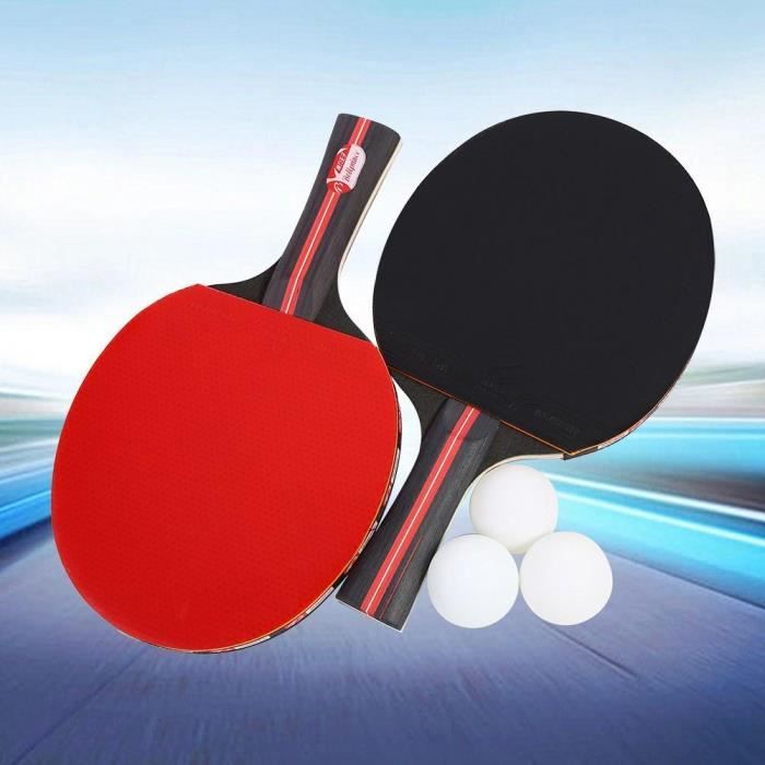 Raquette de ping-pong tennis de table à 2 joueurs avec 3 balles--Rose Vie