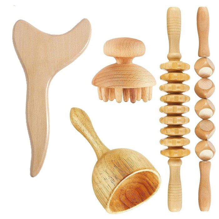 Kit De Massage En Bois 8 Pièces - Rouleaux De Fascia, Bâton, Outils De Macérothérapie - Neuf - Garantie 3 Ans