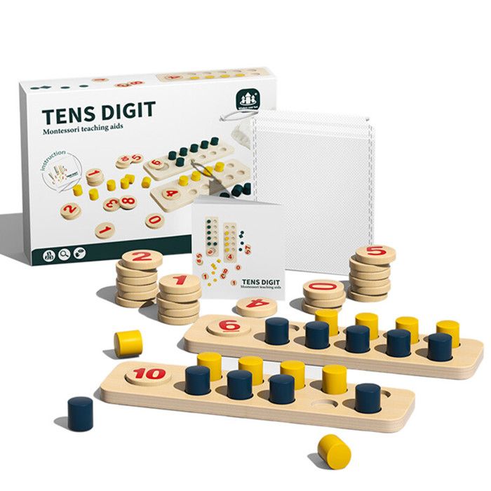 Jeu éducatif Montessori 112 Timbres En Bois - Mathématiques Pour Enfants 3-6 Ans - Multicolore