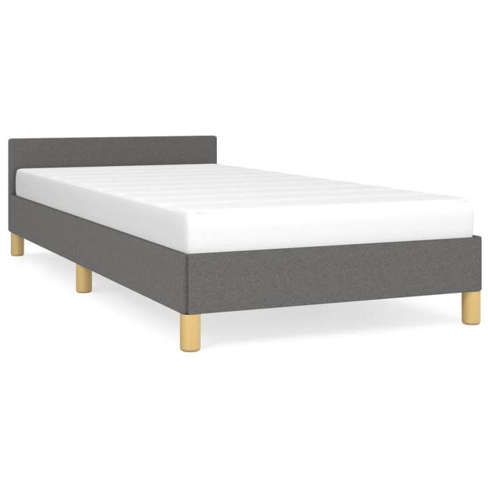 Lit adulte - 90x190 cmlit simple Cadre de lit avec tête de lit Gris foncé Tissu CHY96872724