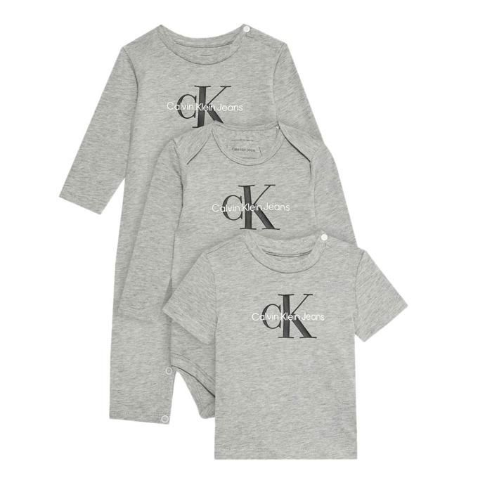 Ensemble Gris Bébe Gris Garçon Calvin Klein Jeans Monologo Gris