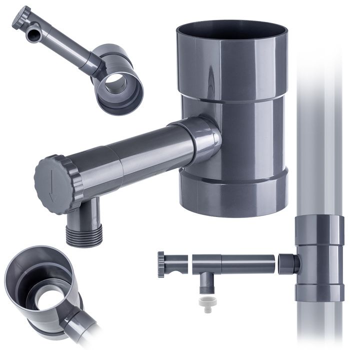 KADAX Collecteur deau de pluie avec vanne 100mm - GZ 1 gris IBCLZ1-100
