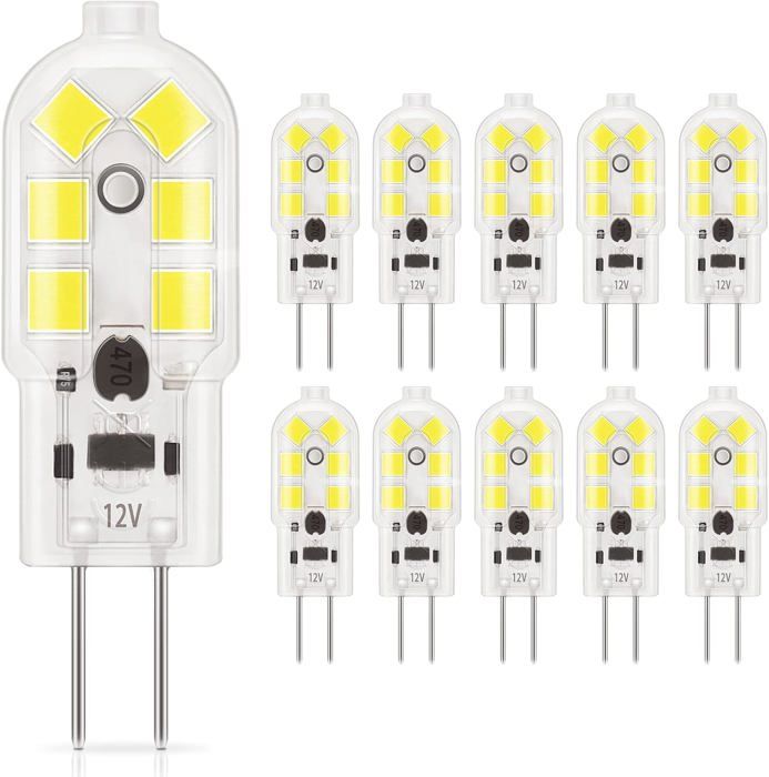 Ampoule LED G4 1.5W lumière du jour 6000K AC/DC 12V ampoules déclairage 180LM non dimmable 10 Pièces