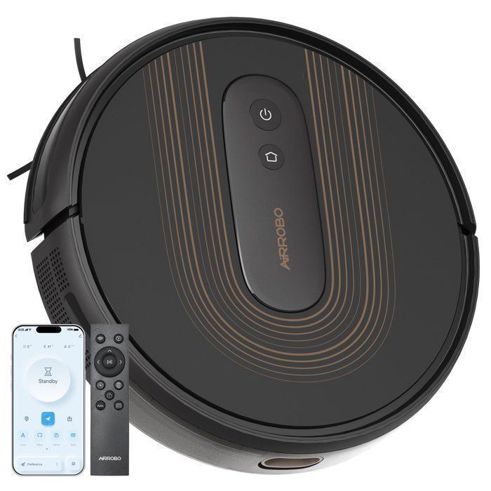 AIRROBO G50 Aspirateur Robot sans Fil 4 000 Pa Auto-rechargeables Idéal pour Poils dAnimaux Sols Durs Tapis Poils Ras