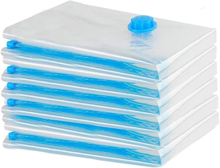 Lot De 6 Housses De Rangement Sous Vide - Jumbo Transparent - Avec Pompe Manuelle