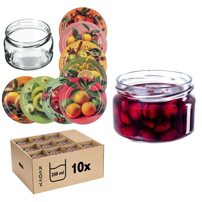 KADAX Lot De 100 Bocaux à Confiture 330 Ml - Avec Couvercle à Visser Pour Confitures, Miel