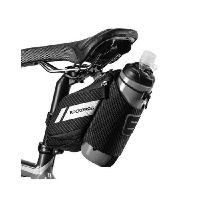 Sacoche de selle ROCKBROS avec porte-bouteille, noire, 1 L