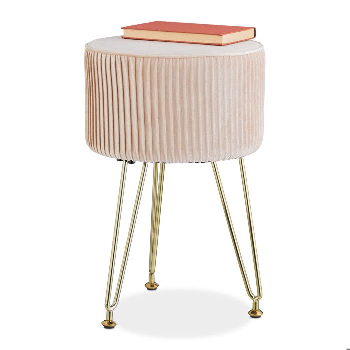 Relaxdays Tabouret en fourrure, synthétique, structure métallique