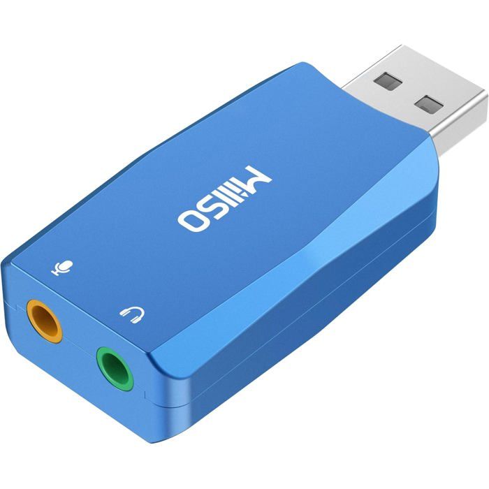Carte Son Externe USB 3 Ports – 2x Casque + 1x Micro + Hub USB 2.0, Plug & Play Pour PC, Laptop, Mac