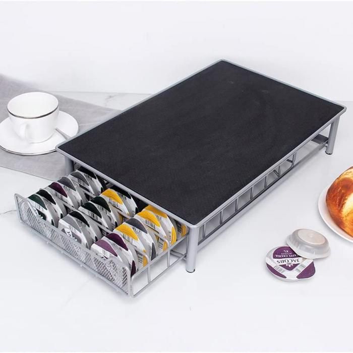 Boîte De Rangement Capsules Café / Bonbons – Porte-Dosettes Plastique Transparent Avec Couvercle Pression – Design Sphérique Élégant Rose/Jaune