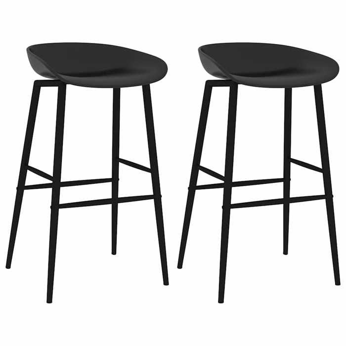 Chaises de bar - XWO - Lot de 2 - Noir - 48x47.5x95.5 cm - Hauteur du siège 74.5 cm - Dossier bas - PP et métal