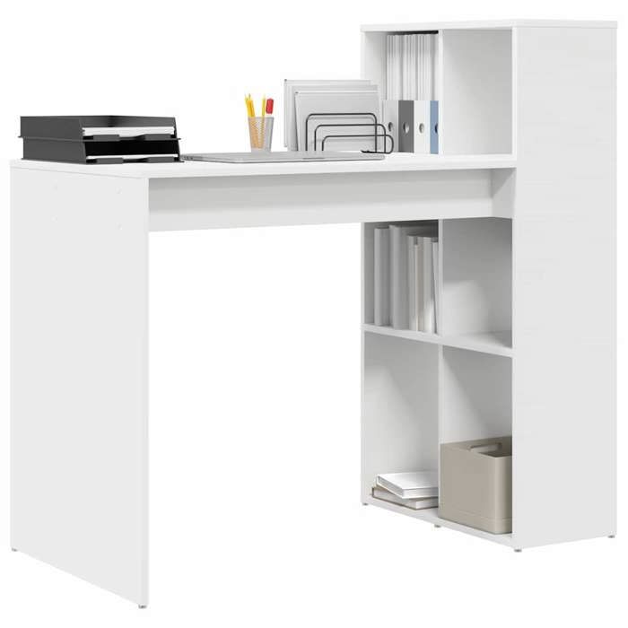 Bureau Blanc CLOUD Table à écrire Pour 1 personne avec étagèreBlanc 108x55x103.5 cm bois dingénierie BBB986