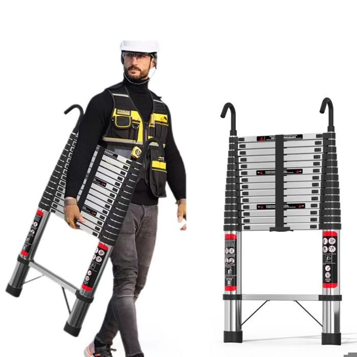 Échelle Télescopique Valex En Acier Peint – Compacte Et Transportable, Idéale Pour Les Travaux En Hauteur