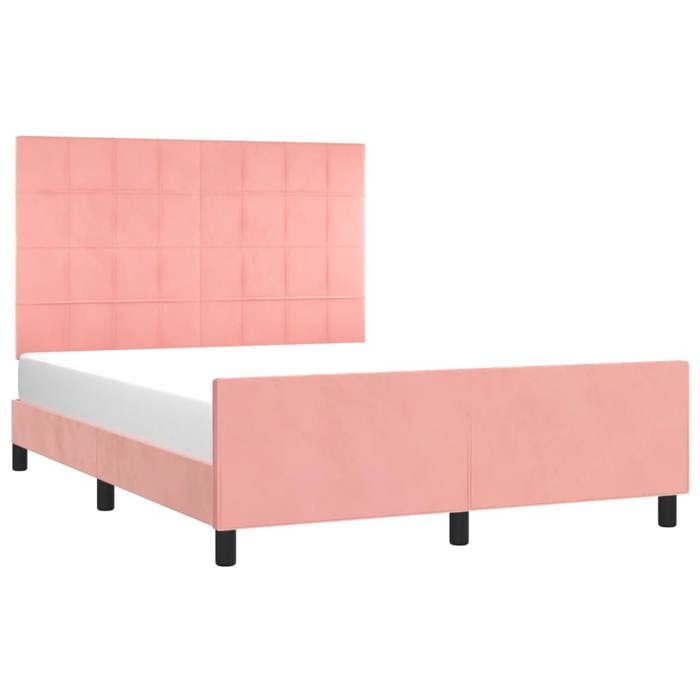 Ventes à perteStructure/Cadre de lit - SARAZYJ - Lit double - Meuble de chambre - sans matelas - rose 140 x 200cm velours - 187795