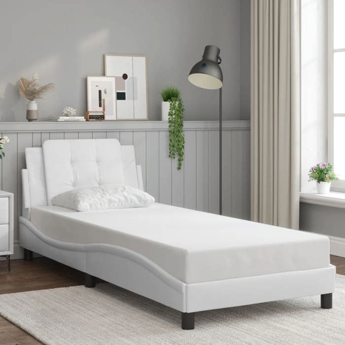 Lit 1 place 90x200cm - VIDAXL - Structure/Cadre de lit - avec LED - sans matelas - Zadar blanc L758