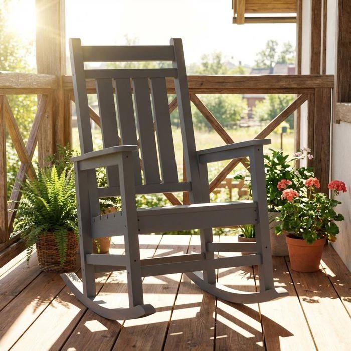 Fauteuil à bascule extérieur - LUNSY - Confort ergonomique - Bercelement sécurisé - Résistant aux intempéries