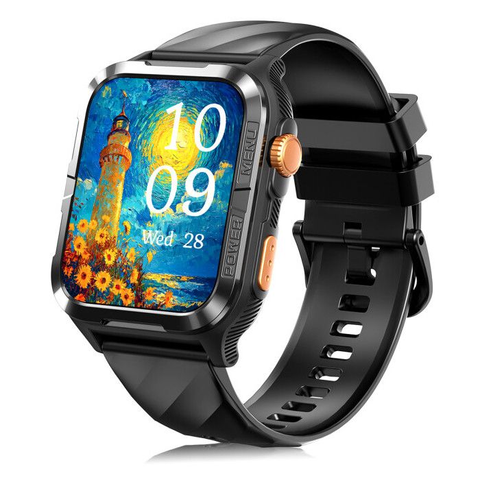 Blackview W10 Pro Montre Connectée Écran Tactile 183 + Bouton Rotatif 600 mAh Appel Bluetooth 100+ Modes Sport Noir