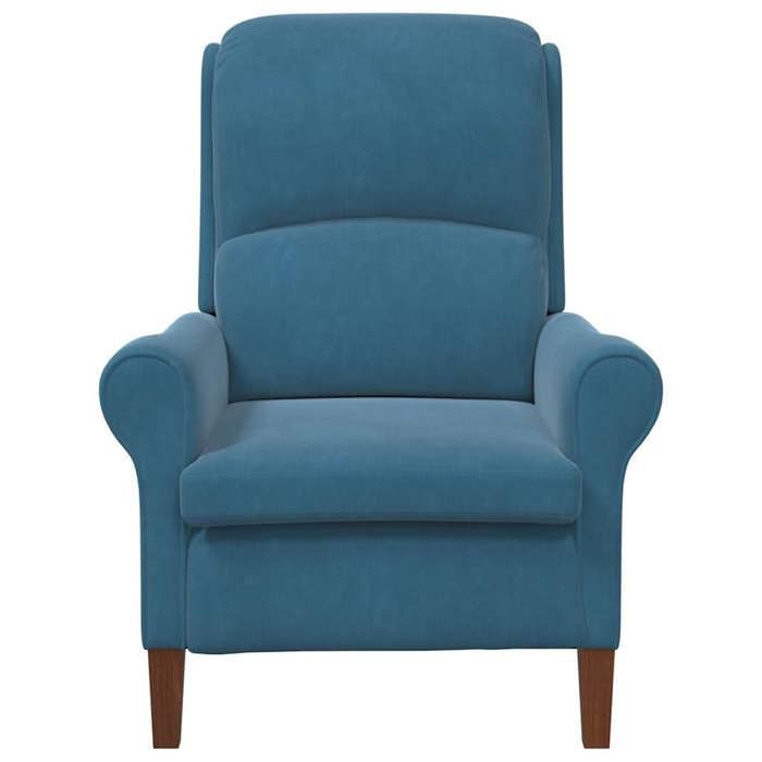 Confortable Fauteuil simple pour salon bureau chaise relax Bleu Velours__27824