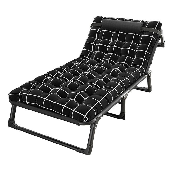 Bain de soleil pliable dossier réglable en quatre positions équipé dun matelas et dun oreiller portant 200 kg190×75×30cmnoir