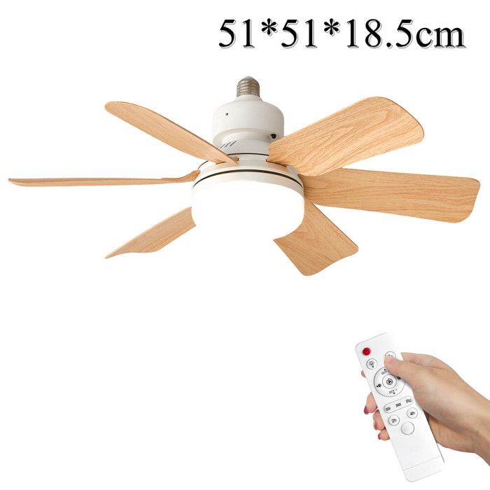 Ventilateur de plafond E27 à LED 3 Vitesses Silencieux Lumière ventilateur plafond télécommandée réglable adapté salon chambre 40W