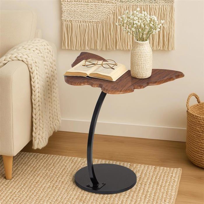 Table DAppoint Bout De Canapé Papillon Design Table Basse En Forme De C Table Mobile Avec Cadre En Acier Pour Salon Chambre Balco
