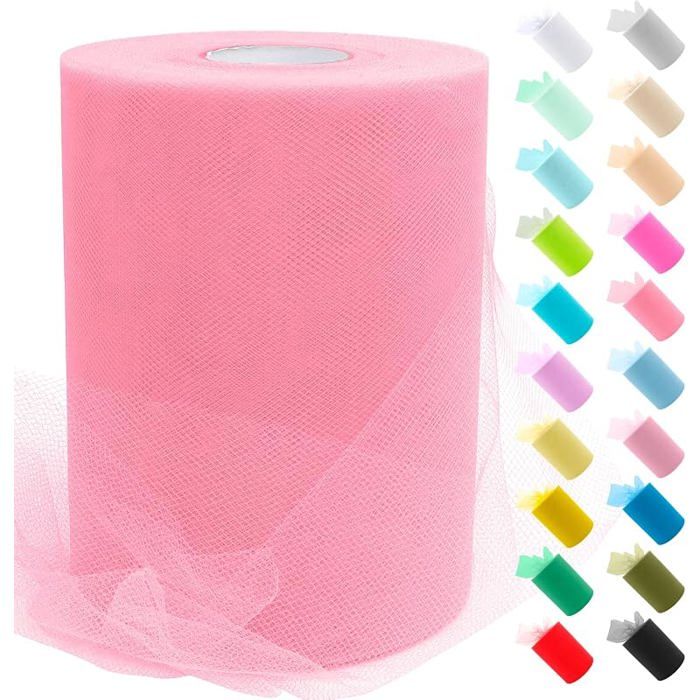 Tulle Rose Rose 15cm x 91 4m Rouleau de Tulle en Polyester Maille Tissu pour Tutu Jupe Deco 0.15 m x 91.4 m Rose Rose