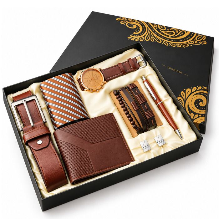 Coffret boutique cadeaux fête des pères montre à quartz pour