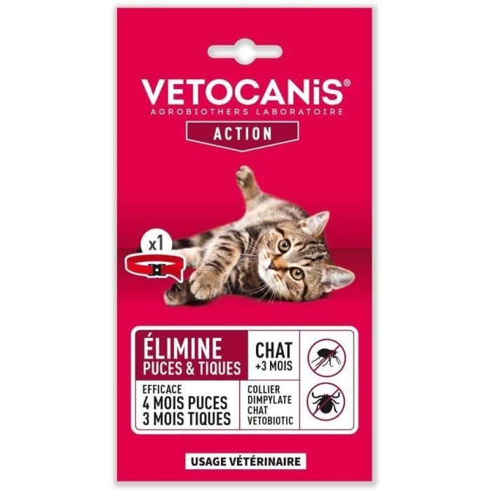 Vetobiotic Collier Dimpylate Rouge Chat Cdiscount Animalerie