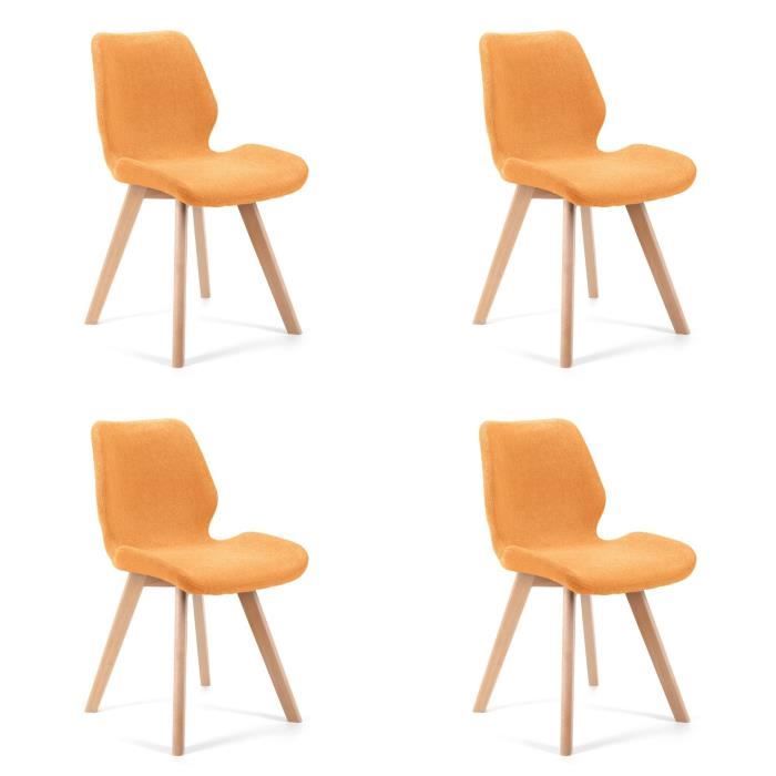 lot de 4 chaises de salle à manger en tissu akord sj.0159 orange